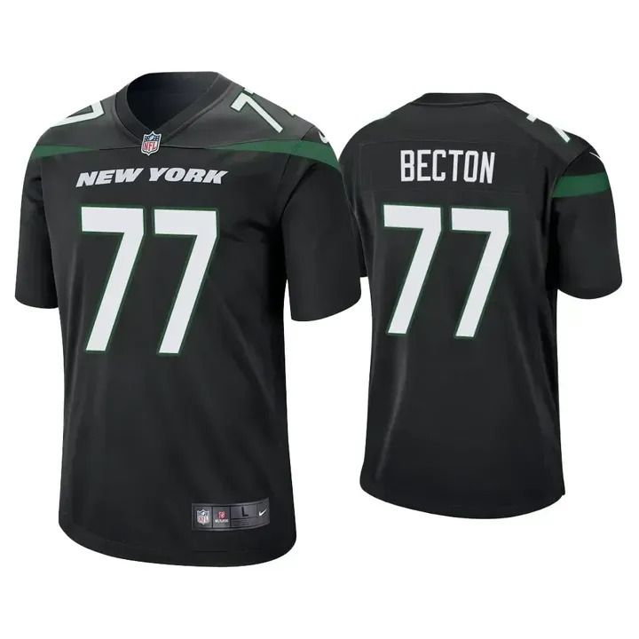 Men New York Jets 77 Mekhi Becton Nike Black Player Game NFL Jersey